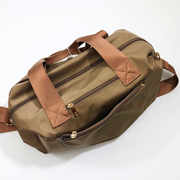 Jen and Co Taupe Weekender Nylon Bag with Trolley Sleeve 19 x 11 x 7 inches - Picture 9 of 11